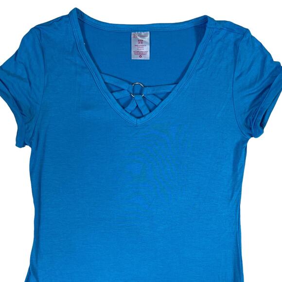 No Boundaries Blue Tee Shirt Top V-Neck Short Cuffed Sleeves JUNIORS S/CH (3-5) - Picture 3 of 12